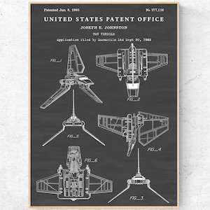 SW Patent Art Print. Blueprint Sci Fi Vintage Poster, Wall Decor