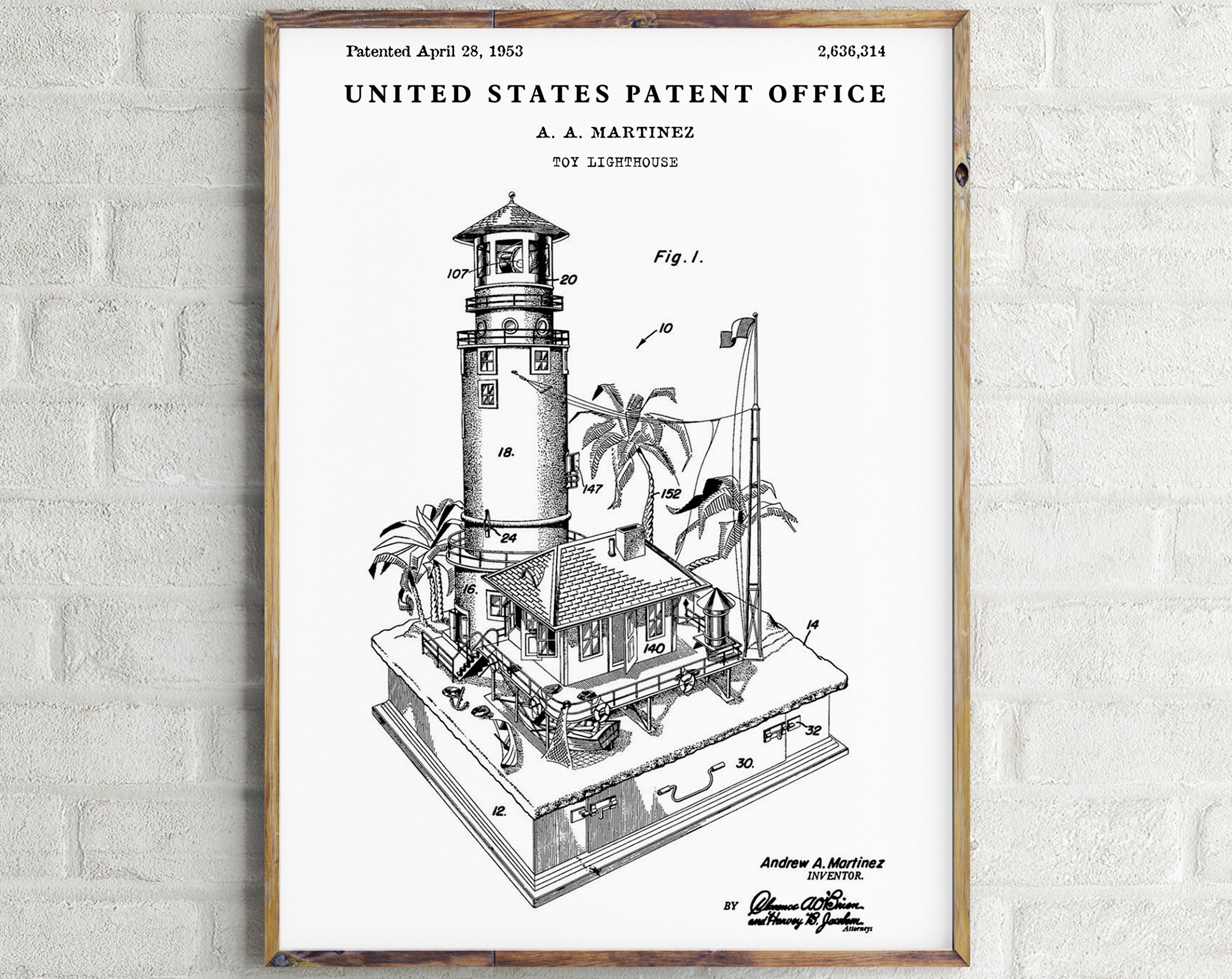Lighthouse Toy Vintage Patent Print. Blueprint Poster. Kids Room Decor ...