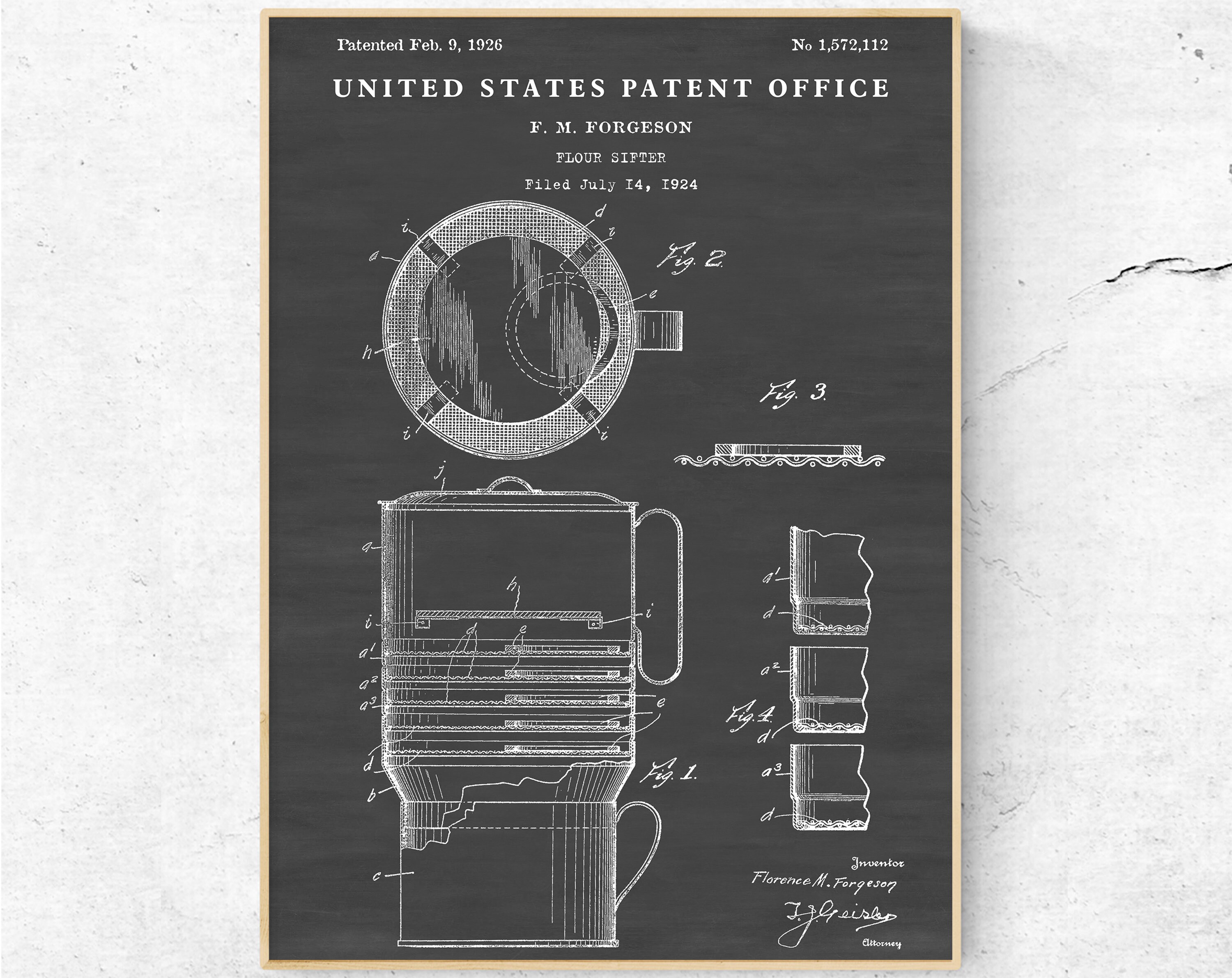 Flour Sifter 1926 Patent Drawing Print. Baking Inventions Etsy