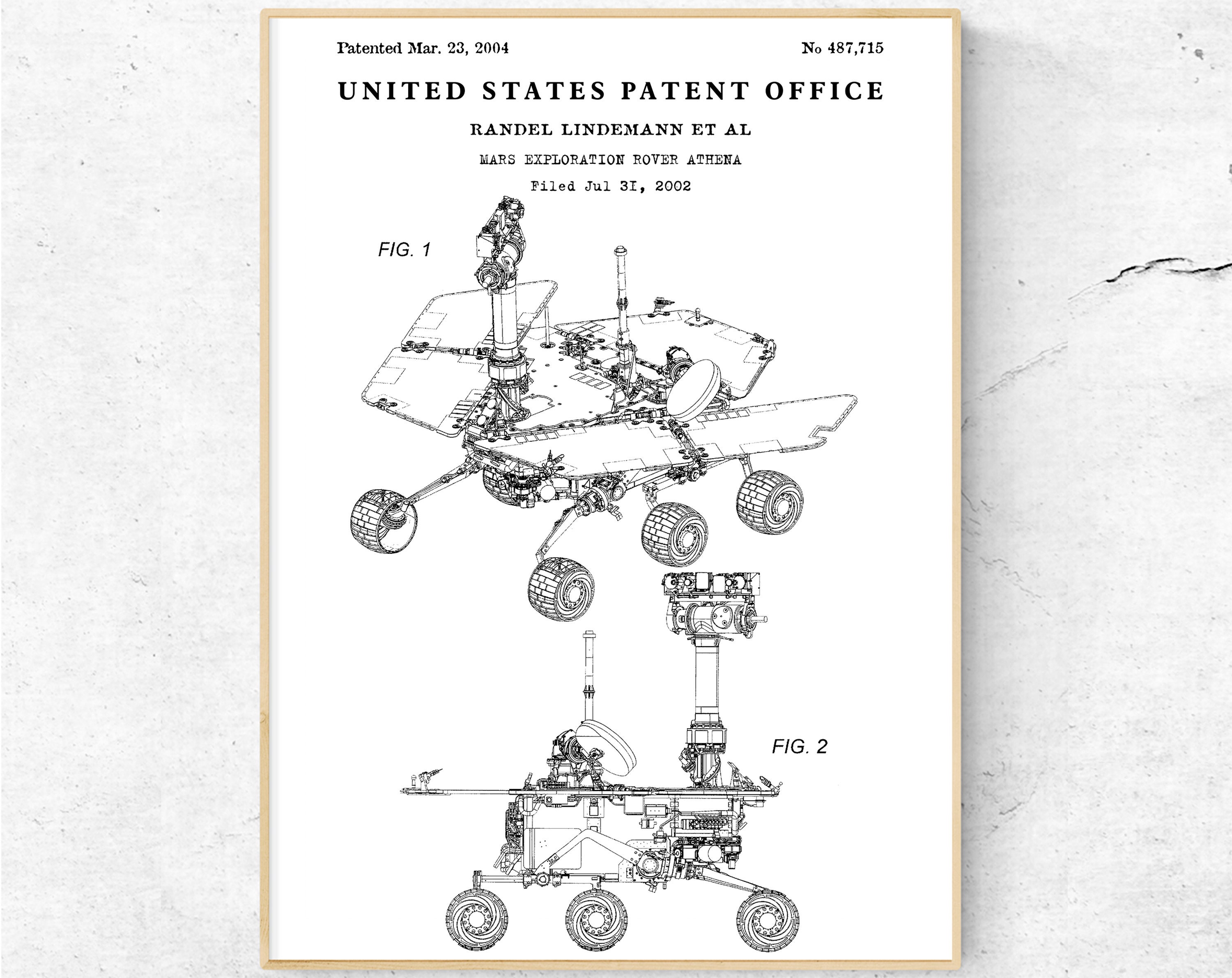 Mars Exploration Patent Print. Spaceship Vintage Inventions