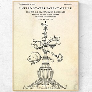 Patent na przejażdżkę statkiem kosmicznym. Wynalazki Blueprint Wall Art. Plakat dekoracyjny do parku rozrywki