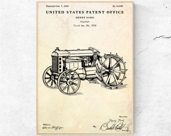 Fordson Tractor 1919 Patent Print. Agriculture Farming Wall Art. Farm Equipment Blueprint Poster. Farmhouse Vintage Decor. Farmer Gift