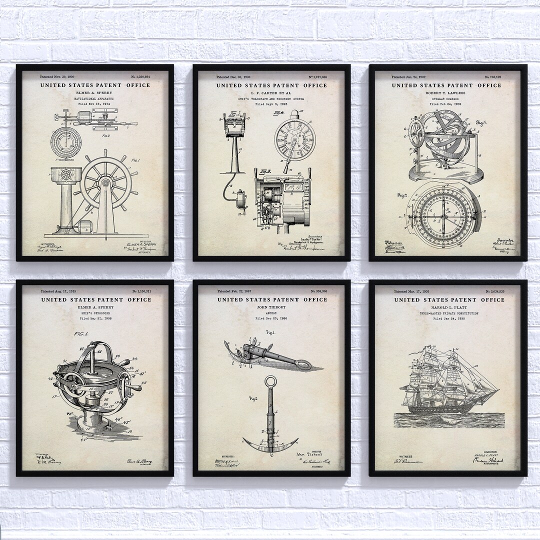 Nautical Wall Decor: Ships Patent Art, Boat Inventions, Sailboat ...