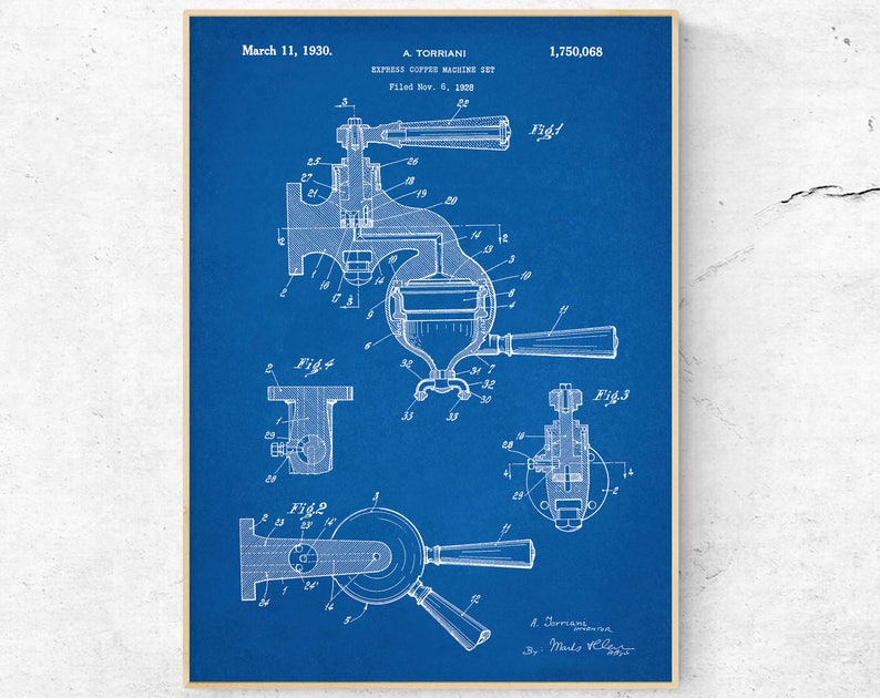 Espresso Machine Patent Print. Coffee Machine Blueprint. Etsy