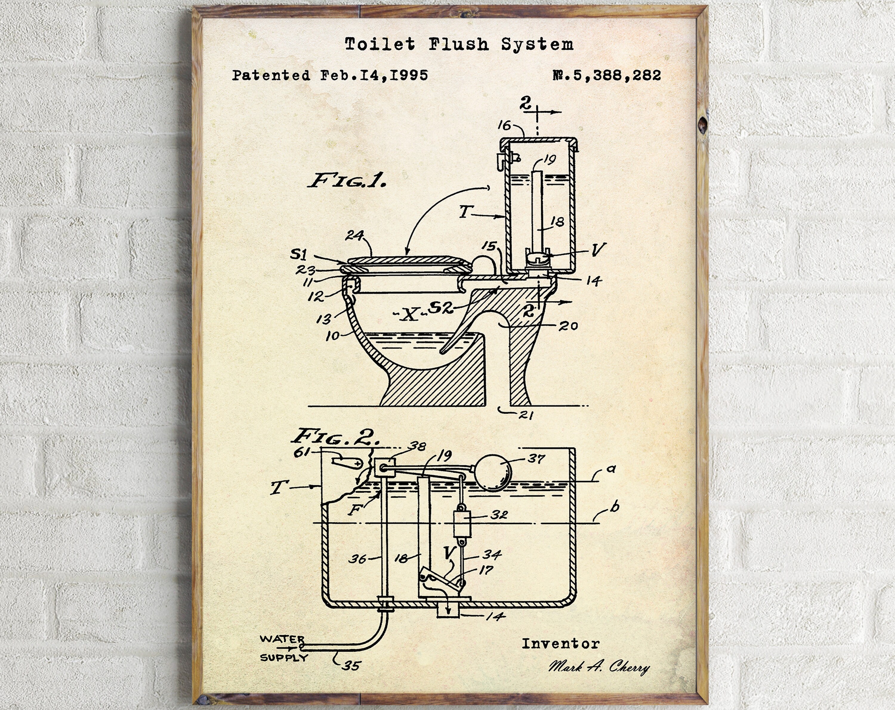 Toilet Flush System Patent Print Toilet Wall Art Toilet Etsy