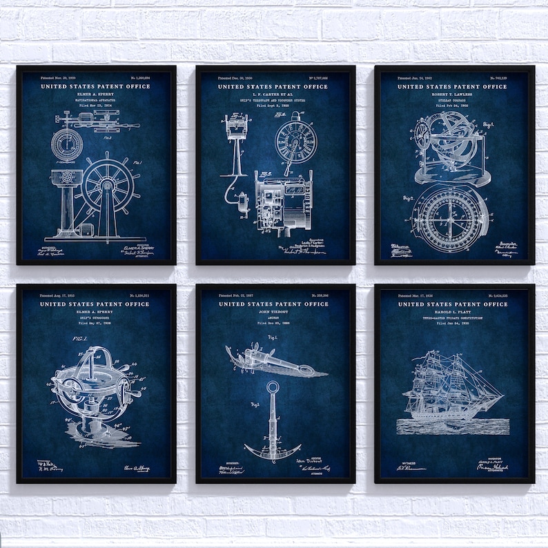 Nautical Wall Decor: Ships Patent Art, Boat Inventions, Sailboat ...