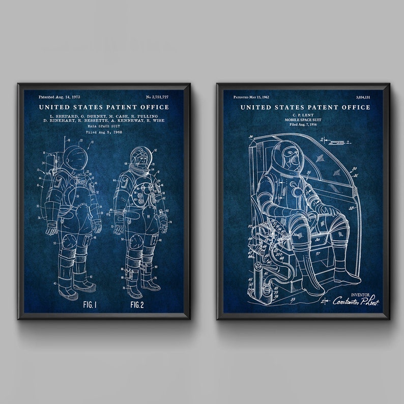 NASA Space Suit Patent Wall Art, Inventions Blueprint Poster, Astronaut ...