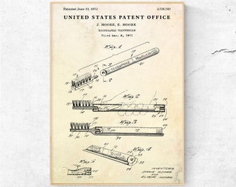 Disposable Toothbrush Patent Print. Bathroom Wall Art, Dental Hygiene Inventions Blueprint Poster, Dental Office Decor, Dentist Gift