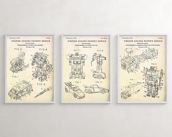 G1 Autobots Optimus Prime Jazz Transformers Patent Prints. Robot Toys Blueprint Wall Art. Kids Boys Room Wall Decor, Set of 3 Posters
