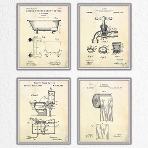 thumbnail image 2 of Bathroom Patent Print Set Of 4 – Vintage 8x10 Unframed Art – Restroom Decor 2 of 5