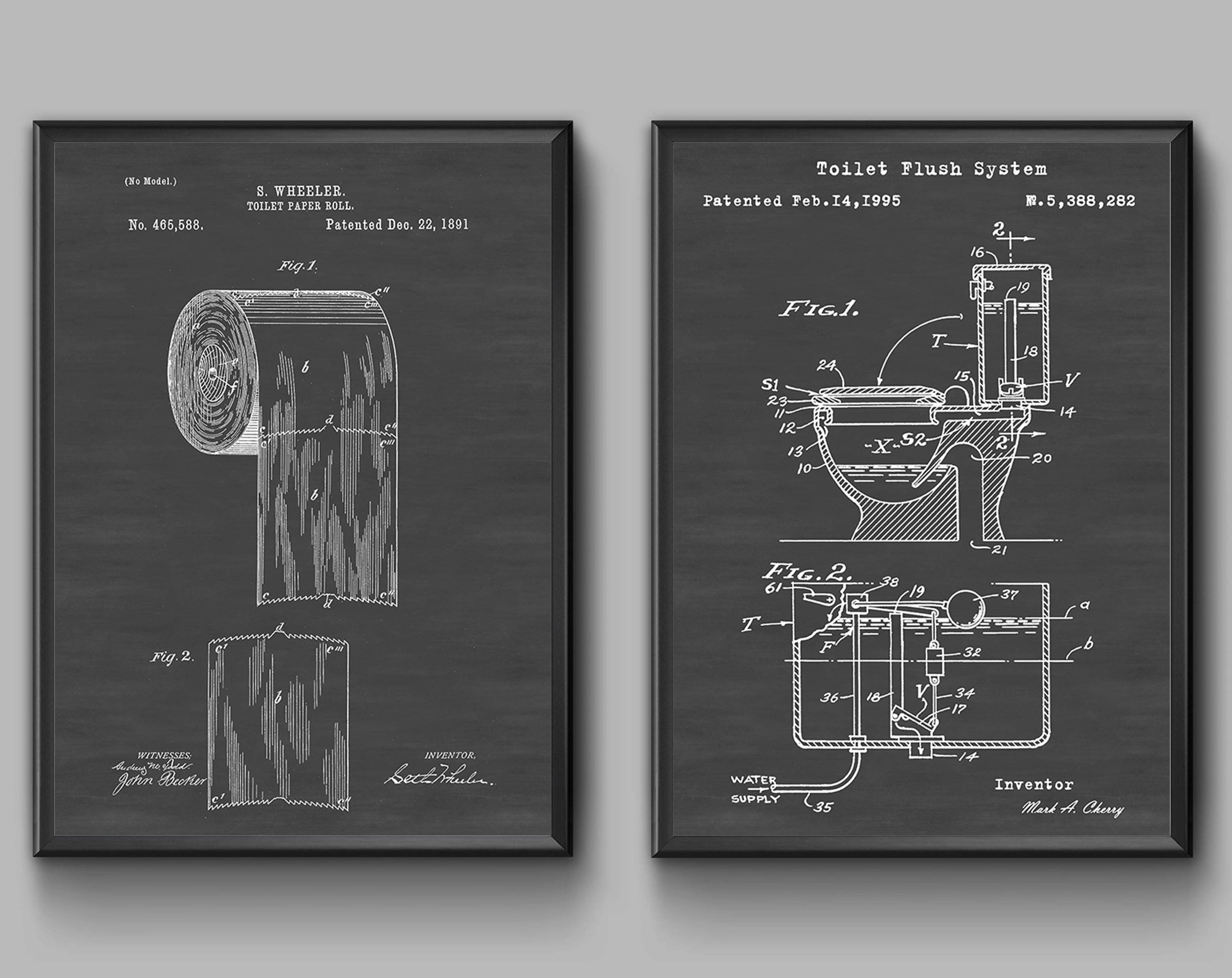 Toilet Paper Poster. Toilet Patent Print. Toilet Wall Art. Etsy
