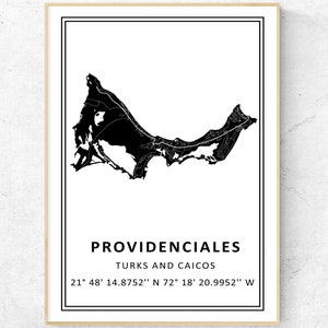 Impressão de mapa de Providenciales Turks e Caicos, arte de parede de mapa moderno, pôster de presente de viagem