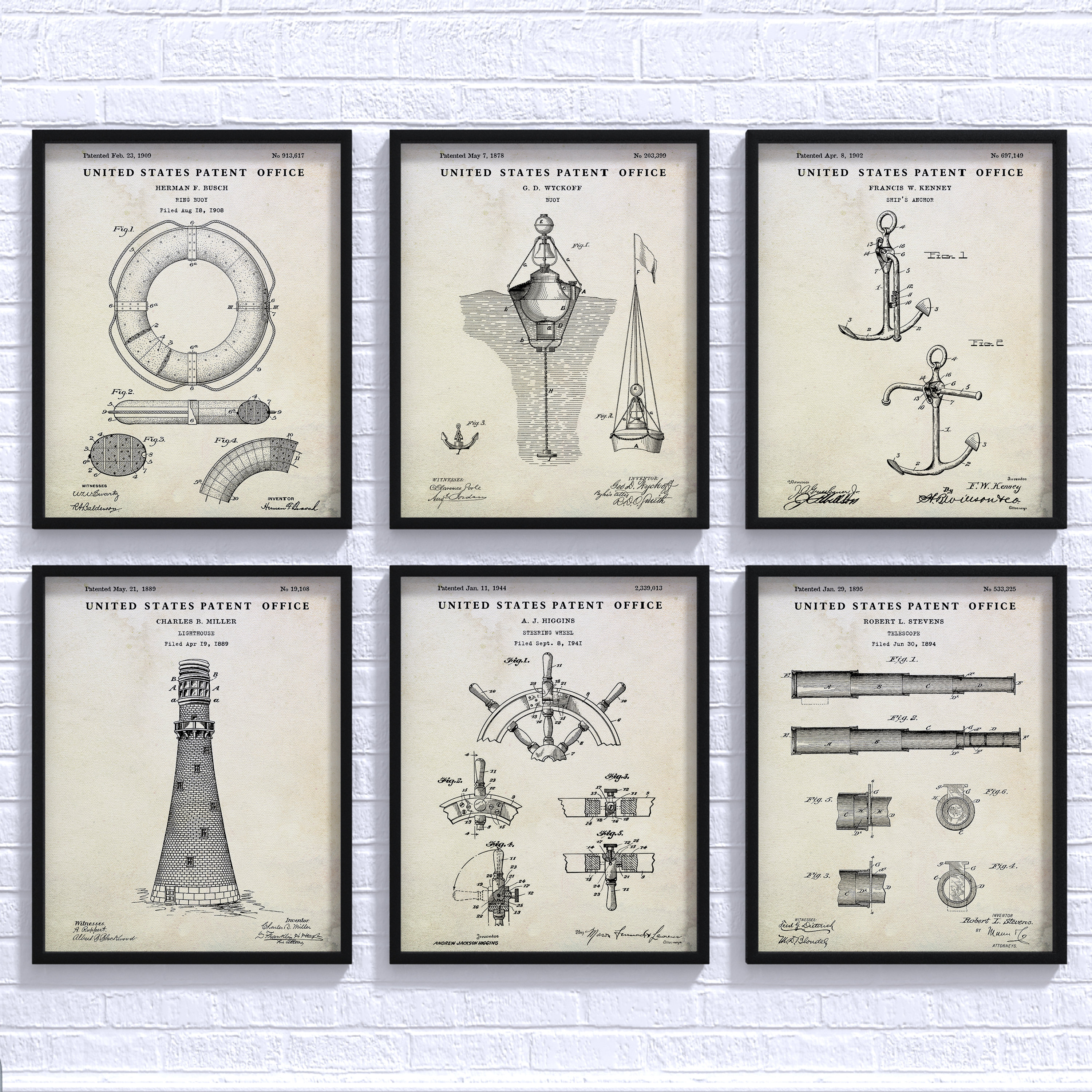 Nautical Art Prints: Maritime Patent Posters Blueprint, Ship, Boat Wall ...