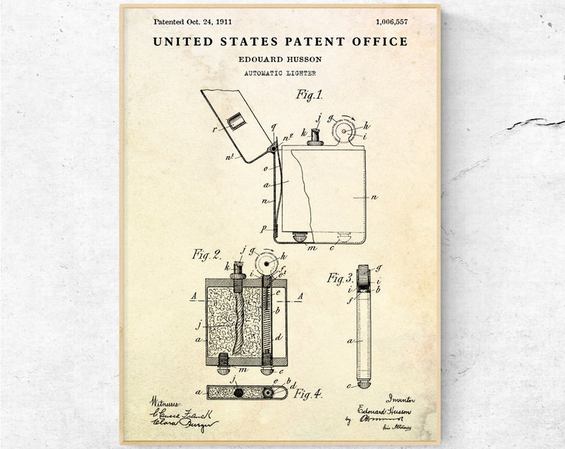Lighter Patent Print Smokers Gift Tobacco Smoking Mens Wall Art Man Cave Decor Vintage Blueprint Poster