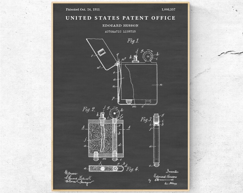 Lighter Patent Print Smokers Gift Tobacco Smoking Mens Wall Art Man Cave Decor Vintage Blueprint Poster
