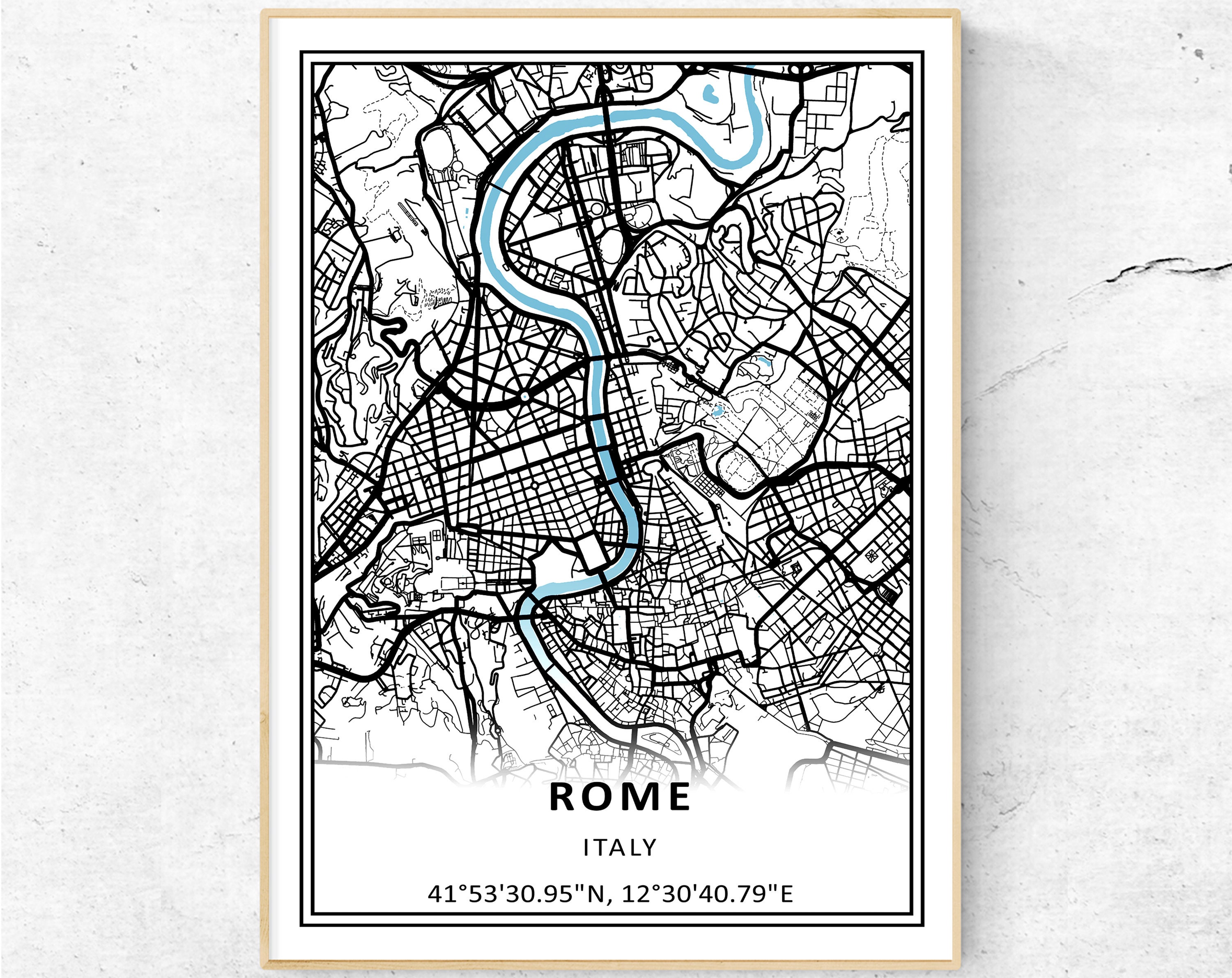 Rome Map Print, Modern Map Wall Art, Italy Travel Gift Poster - Etsy