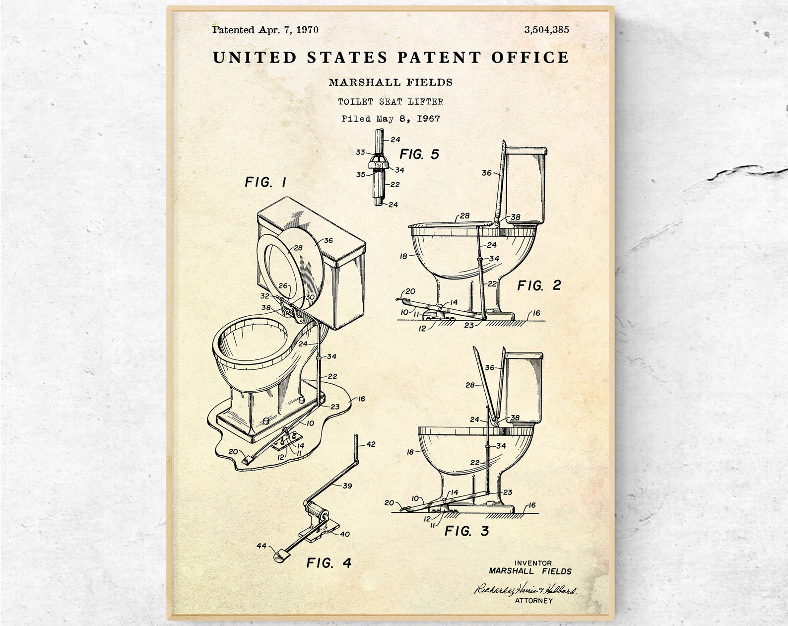 Toilet Seat Lifter Patent Print Water Closet Sign. Bathroom Etsy