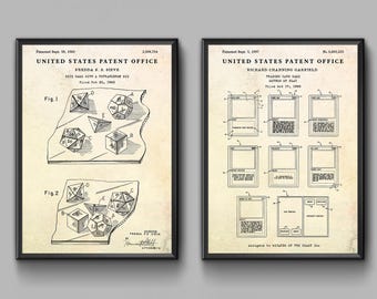 MTG Cards & DnD Dice Patent Art Prints, Geek Wall Decor (Set of 2)