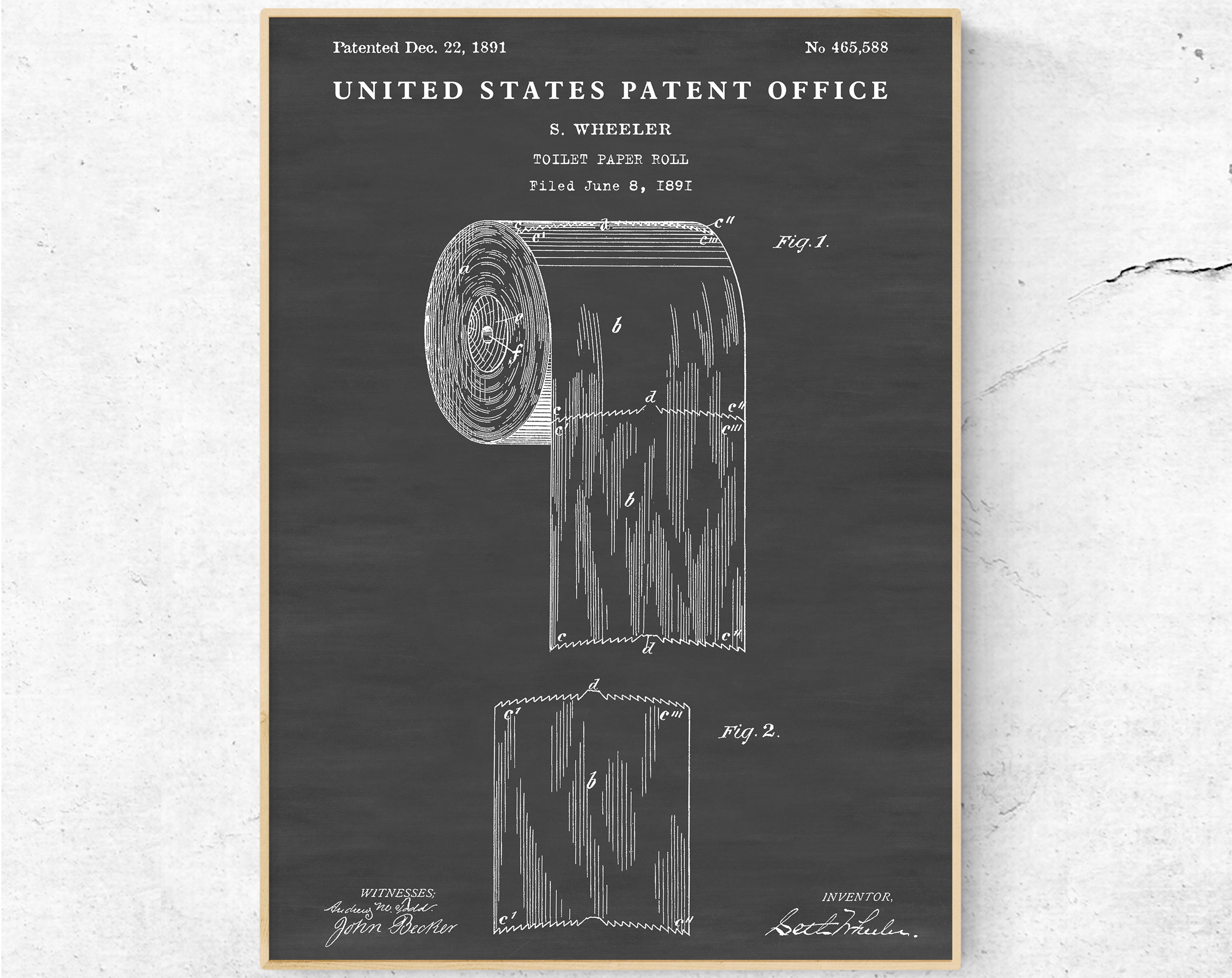 Toilet Paper 1891 Patent Print. Bathroom Vintage Wall Art. Inventions ...