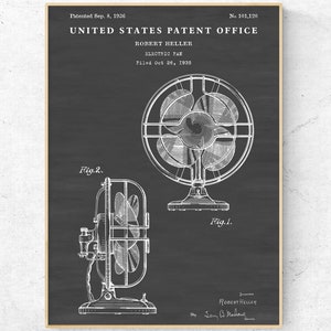 Electric Fan 1936 Patent Print, Air Ventilation Inventions Blueprint ...
