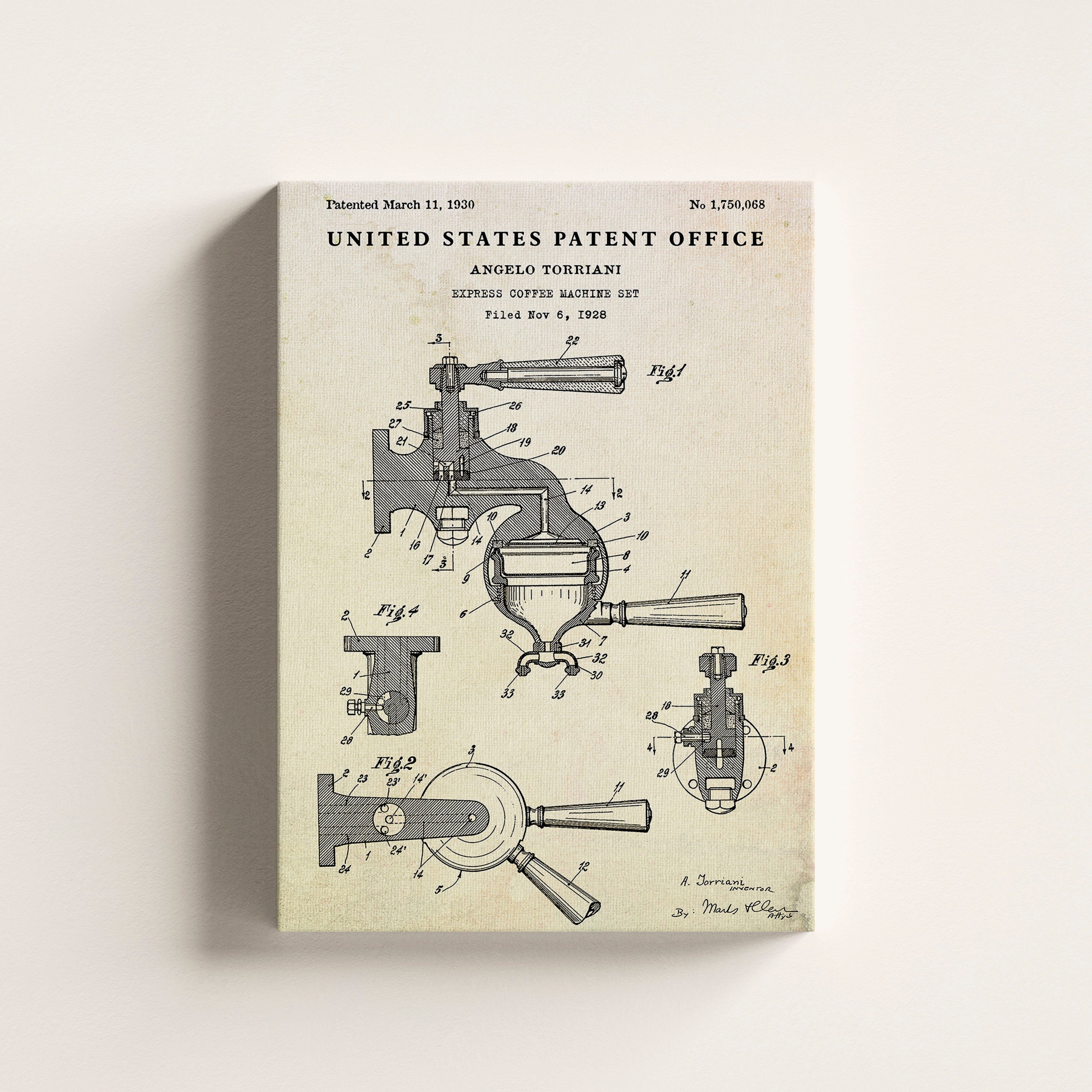 Wall Art Print, 1959 Vintage coffee maker machine patent