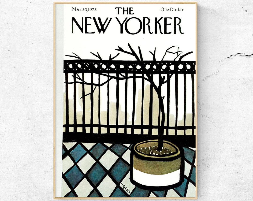 Vintage Magazine Cover Wall Art. Tree on Balcony Print. NYC Etsy