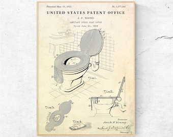 Toilet Patent Print: Vintage Bathroom Blueprint Wall Art