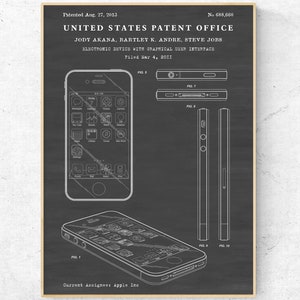 May include: Black and white patent drawing of a smartphone with a graphical user interface. The drawing shows the phone's front, side, and back views. The patent is titled "Electronic Device with Graphical User Interface" and was filed on March 4, 2011. The patent was granted on August 27, 2013, and the patent number is 688,660. The patent was assigned to Apple Inc.