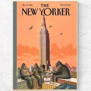 NYC Illustration Print. Magazine Cover Wall Art. Monkey in NY Poster. January 23, 1995