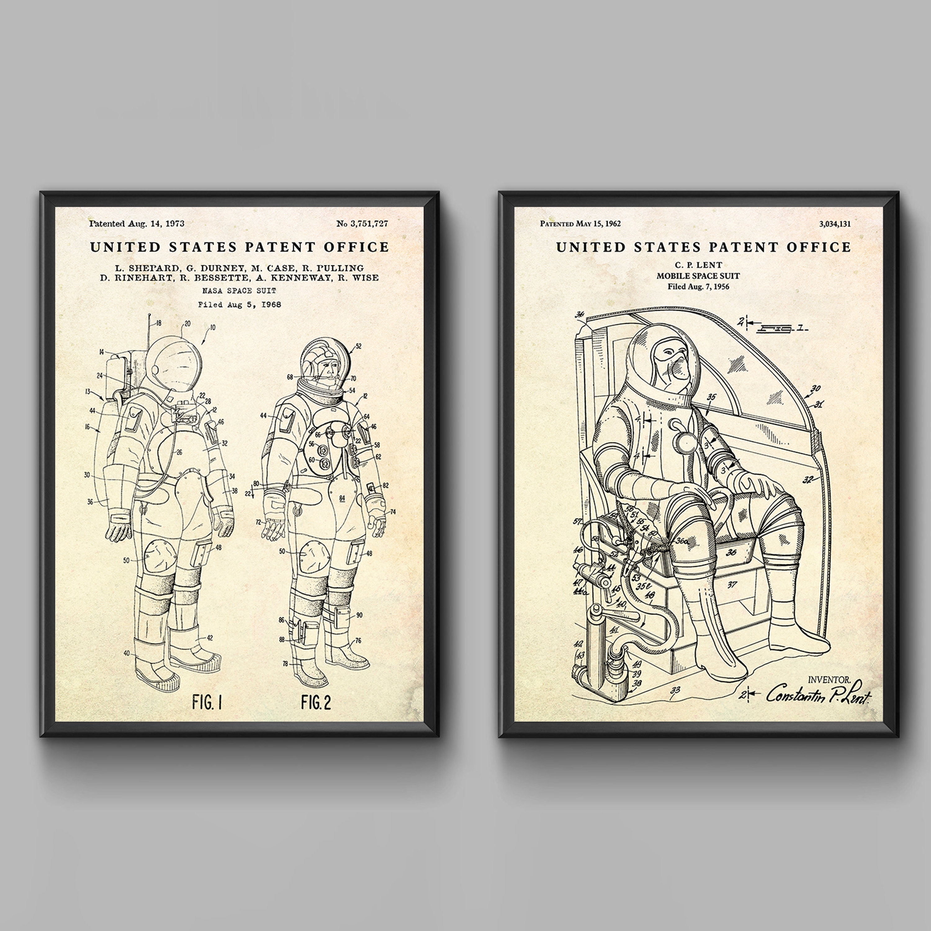 NASA Space Suit Patent Wall Art, Inventions Blueprint Poster, Astronaut ...
