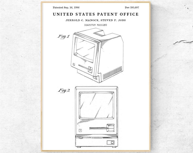 Vintage Apple Macintosh 1986 Patent Blueprint Poster, Office Decor ...