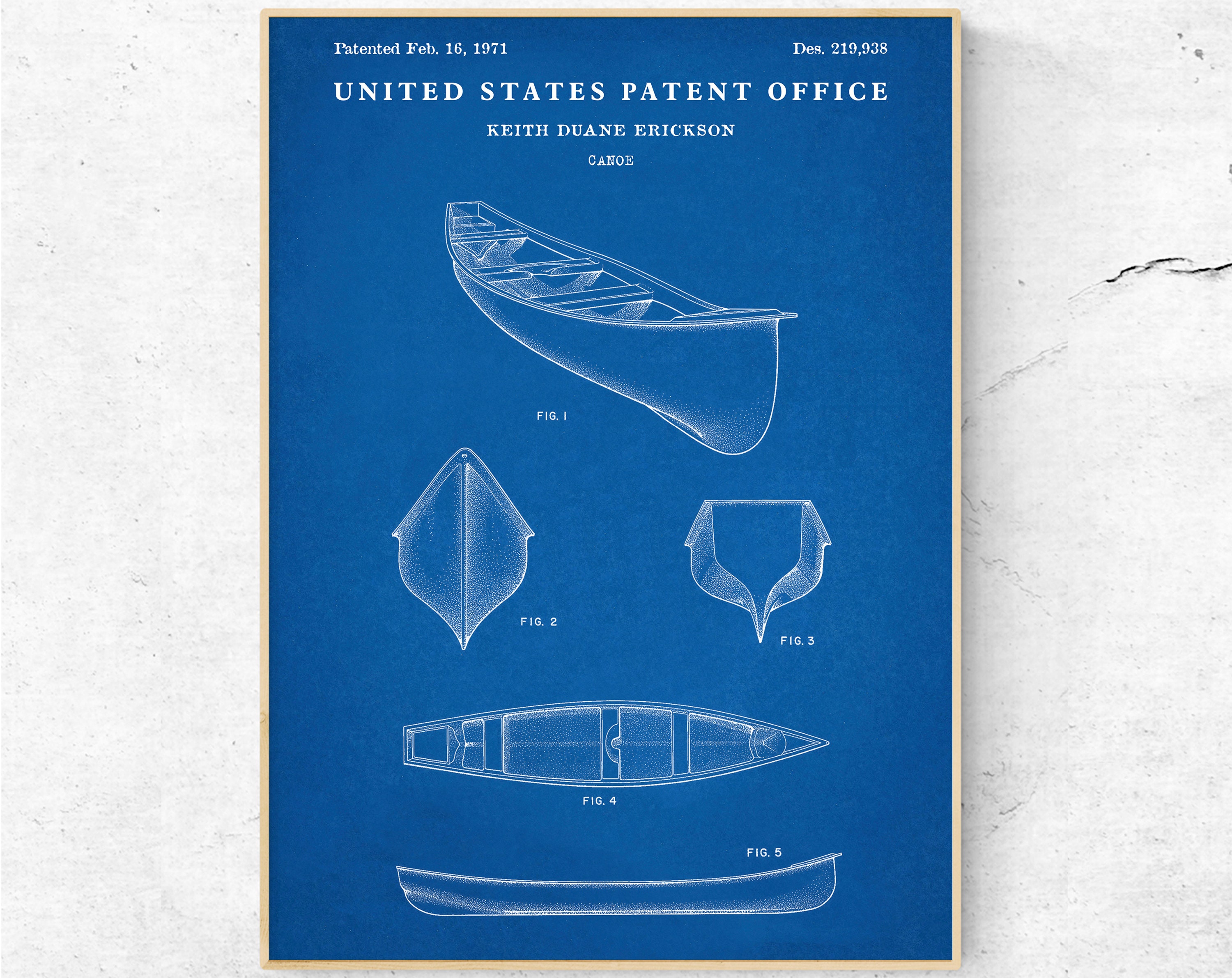 Canoe Patent Print. Vintage Canoe Art Blueprint Poster. Etsy