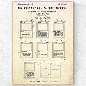 Magic Card Game 1997 Patent Print. Geek Decor. Geeky Gift. MTG Fantasy Trading Cards Wall Art, Ready to Hang Canvas