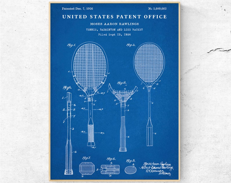 Badminton Racket 1926 Patent Print. Lawn Game Vintage Wall Art ...