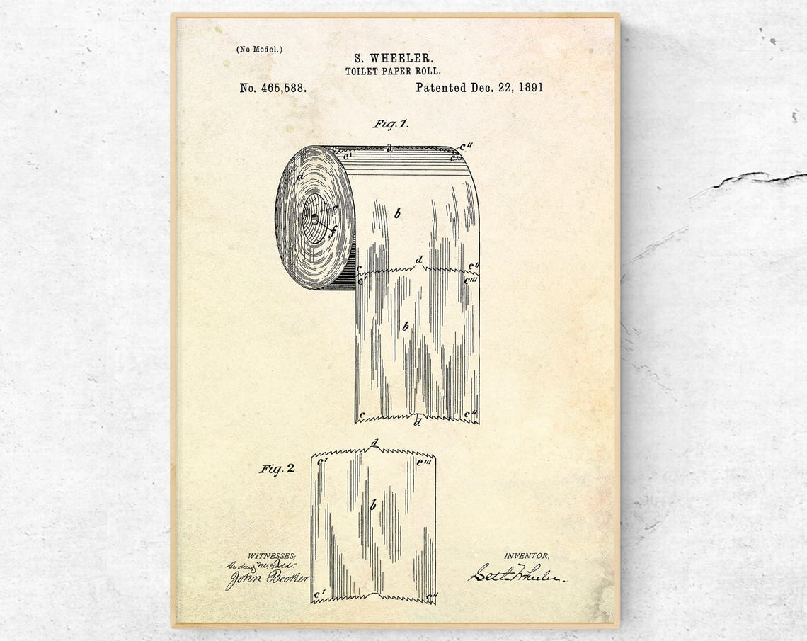 Toilet Paper Patent Print. Toilet Paper Poster. Bathroom Etsy