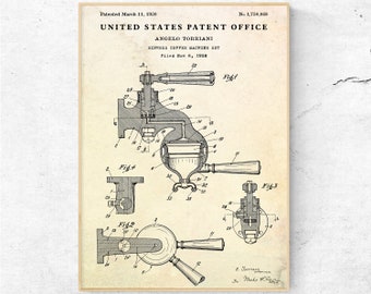 Espresso Coffee Machine 1930 Patent Print. Inventions Blueprint Poster. Kitchen Cafe Wall Art Decor. Barista Gift
