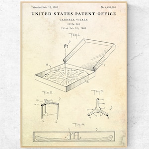 Pizza Box Patent Print. Cafe Bistro Restaurant Wall Art. Pizzeria Poster. Kitchen Vintage Decor. Pizza Lover Gift