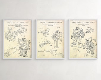 Transformers G1 Autobots Patent Prints. Kids Boys Room Wall Decor, Set of 3 Posters