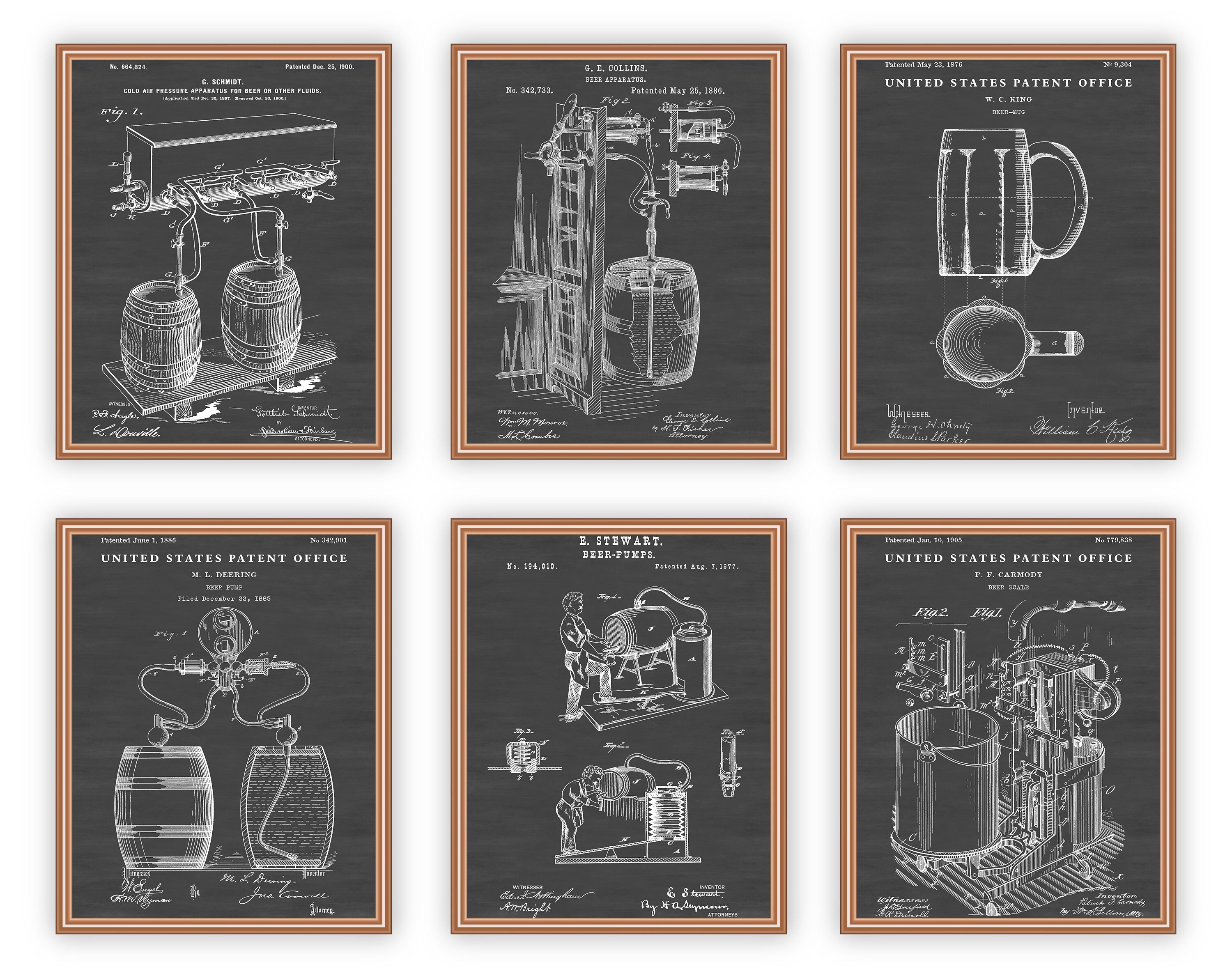 Beer Patent Posters, Inventions Blueprint, Men Cave Wall Art, Bar, Pub ...