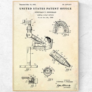 Dental X-Ray Device 1961 Patent Print. Medical Equipment Inventions Dentistry Blueprint Wall Art. Dentist Gift. Stomatology Poster