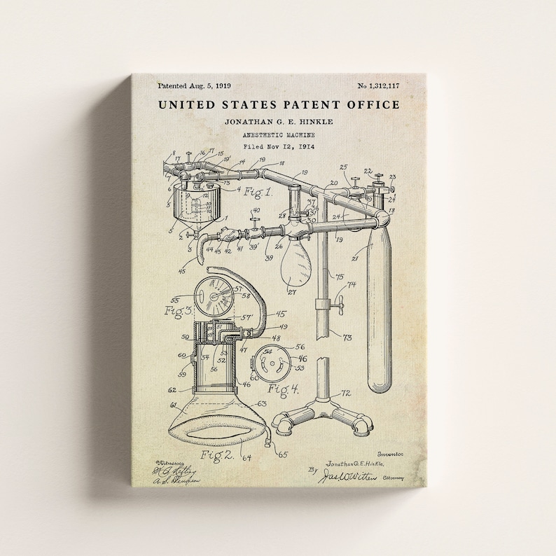 Anesthetic Machine Patent Print Anesthesiology, Anesthesiaposter ...