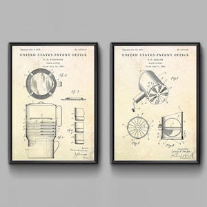 Flour Sifter Patent Wall Art. Kitchen Vintage Poster. Bakery Decor, Culinary Baking Gift, Set of 2 Prints