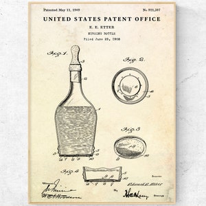 Milchflasche 1909 Patentdruck. Invention Blueprint Poster. Vintage Kunst fürs Kinderzimmer. Baby Shop Decor. Fertig zum aufhängen