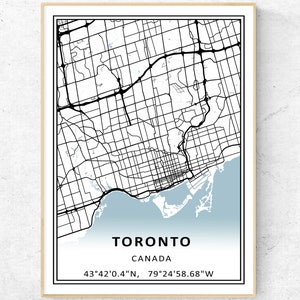 Toronto Map Print, City Map Modern Wall Art, Canada Travel Gift Poster