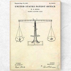 Antique Balancing Scale 1885 Patent Print. Attorney, Courtroom Wall Art. Lawyer Office, Court Decor, Judge Gift, Scales Of Justice Poster