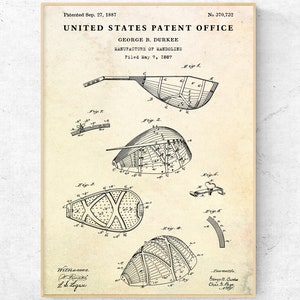Mandolin 1887 Patent Print. Invention Blueprint Poster, Bluegrass & Country Music Gift, Vintage Wall Art, Ready to Hang Canvas