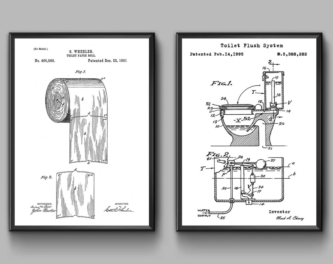 Toilet Paper Poster. Toilet Patent Print. Toilet Wall Art. Etsy Canada