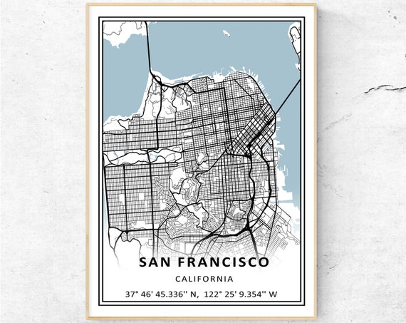 San Francisco Map Print US City Map Modern Wall Art - Etsy