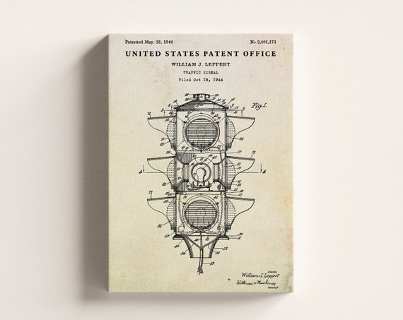 Traffic Light 1946 Patent Print, Automotive Wall Art