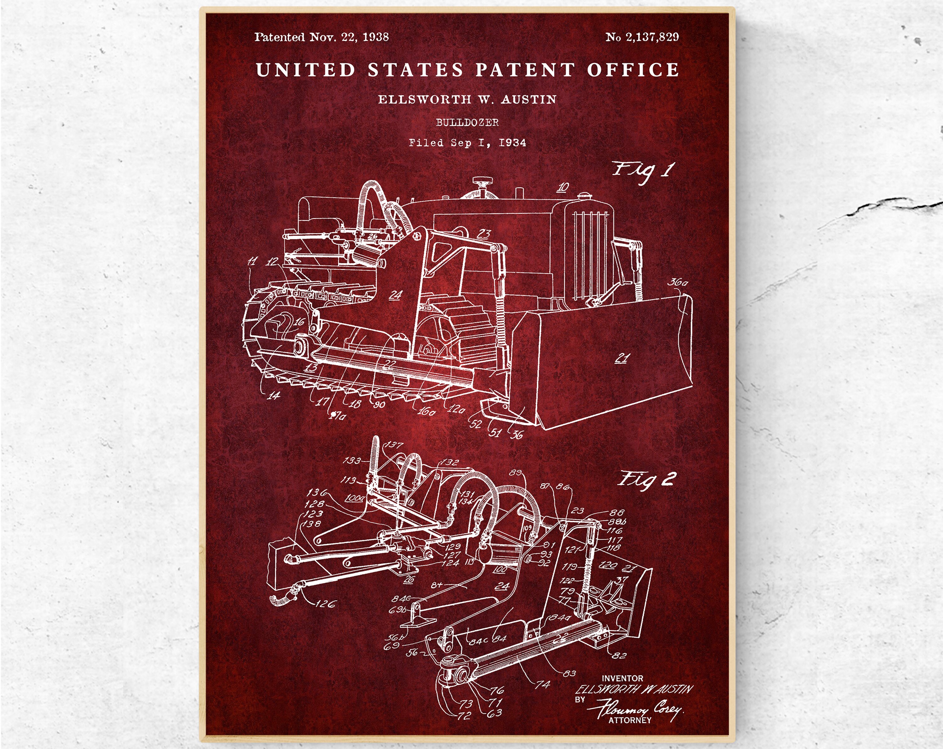 Bulldozer 1938 Patent Print. Heavy Equipment Inventions Earth Mover ...